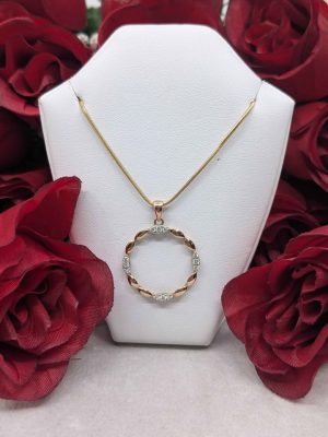 Ladies 9ct Rose Gold Diamond Circle Pendant - BL426126