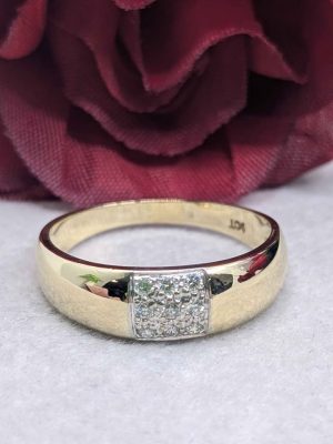 Unisex 9ct Yellow Gold Diamond Cluster Ring - BL416743