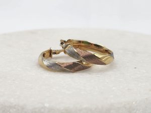 9ct Tri Colour Gold Hoop Earrings GN438002