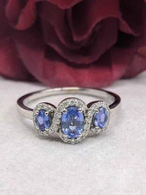 Valuated Ladies 14ct White Gold Sapphire & Diamond Ring - BL421749