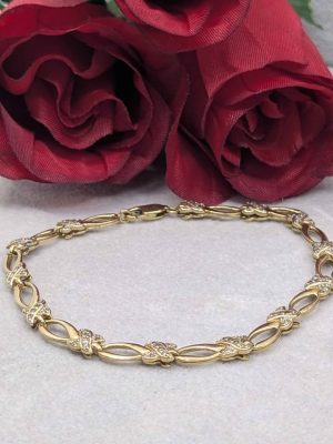Ladies 10ct Yellow Gold Diamond Cross Bracelet - BL405389