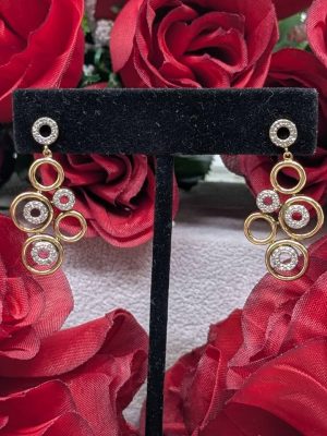 Ladies 10ct Yellow Gold Diamond Dangle Earrings - BL421728