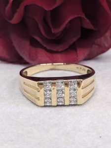 Men's 9ct Yellow Gold Cubic Zirconia Ring - BL422760