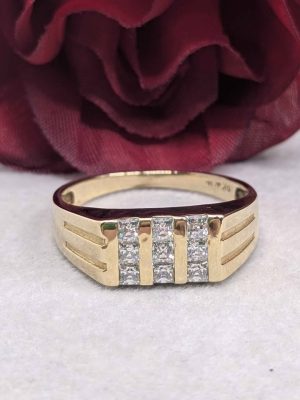 Men's 9ct Yellow Gold Cubic Zirconia Ring - BL422760