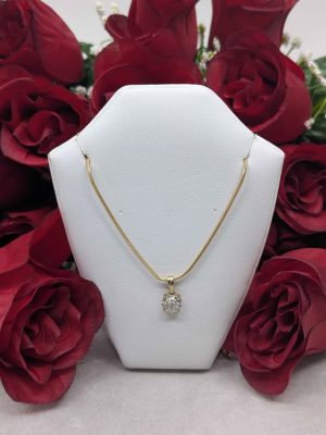 Ladies 9ct Yellow Gold Diamond Cluster Pendant - BL398227