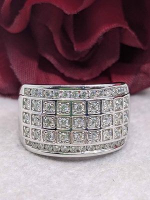 Unisex 18ct White Gold Diamond Cluster Ring - BL384390