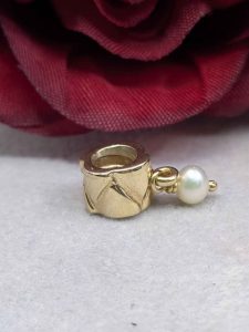 Ladies 14ct Gold Pandora Charm with Dangling Pearl - BL436588