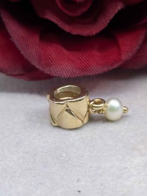 Ladies 14ct Gold Pandora Charm with Dangling Pearl - BL436588