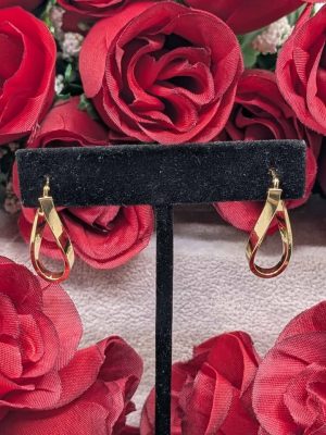 Ladies 9ct Yellow Gold Twisted Style Earrings - BL426384
