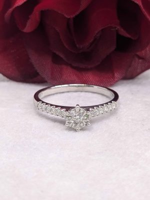 Ladies 9ct White Gold Halo Diamond Ring - BL392157