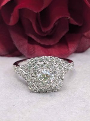 Ladies 14ct White Gold Diamond Cluster Ring - BL409942