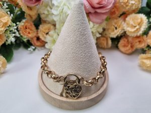 9ct Yellow Gold Heart Locket Belcher Bracelet TW431498