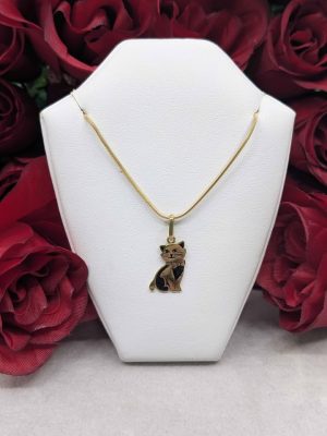 Ladies 9ct Yellow Gold Cat Pendant - BL417299-8