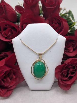 Ladies 9ct Gold Green Stone Pendant - BL412672