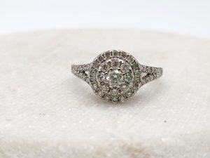 14ct White Gold and Diamond Halo Setting Ring GN347415