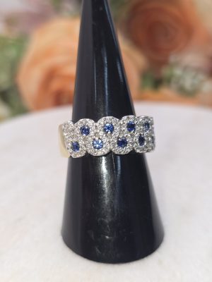 Ladies 9ct Yellow & White Gold Diamond & Sapphire Ring - IP311200