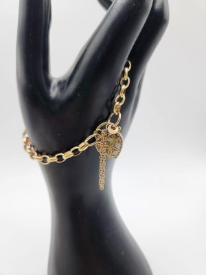 10ct Yellow Gold Belcher Bracelet with Heart Lock GN361903