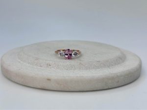 18CT Pink Sapphire Rose/White Gold Ring - GN435071