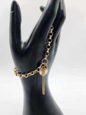 9ct Yellow Gold Belcher Bracelet with Heart Lock GN443315