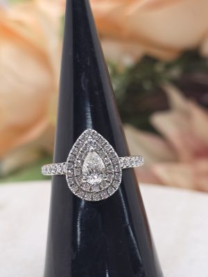 Ladies 14CT White Gold Double Halo Diamond Ring w/ Val - IP345134