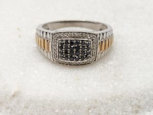 9ct White Gold and Black Diamond Ring with Valuation GN357669