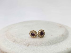 18ct Created Ruby & Diamond Earrings - GN441593