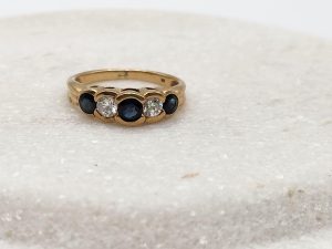 9ct Yellow Gold CZ and Synthetic Sapphire Ring GN404101