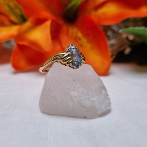 18ct Yellow Gold Claw Set Blue Stone Ring TW418523