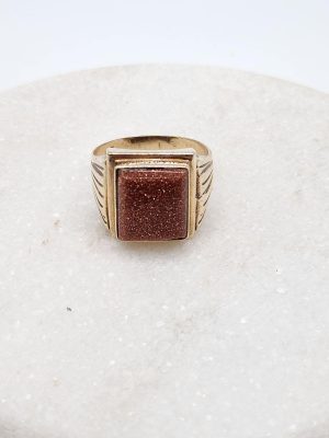 9ct Yellow Gold Dress Ring With Brown Stone GN315249
