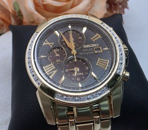 Seiko Le Grand Sport Solar Chronograph Men's Watch w/ Diamonds