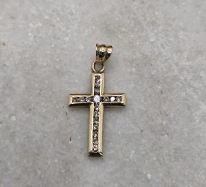 Ladies 9ct Yellow Gold Diamond Cross Pendant - IP440980-1