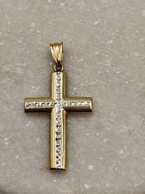 9ct Gold Two Tone Cross Pendant GN444343-1