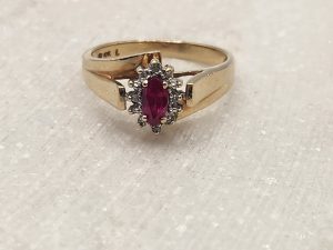 10ct Yellow Gold Synthetic Ruby and Diamond Ring GN447487