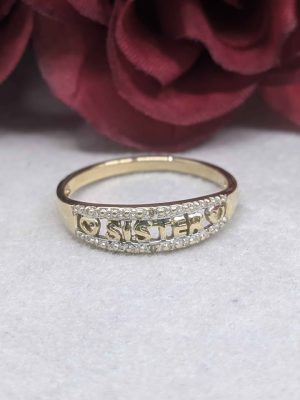 Ladies 9ct Yellow Gold "Sister" Ring - BL442821
