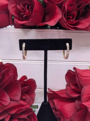 Ladies 10ct Rose Gold Diamond Huggie Earrings - BL448398