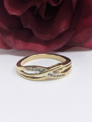 Ladies 9ct Yellow Gold Curved Channel Diamond Ring - BL448427