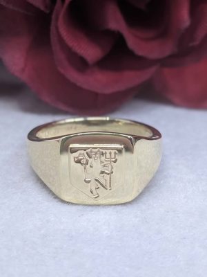 Men's 9ct Yellow Gold Shield Ring - BL443122