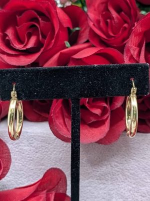 Ladies 9ct Yellow Gold Hollow Hoop Earrings - BL442817