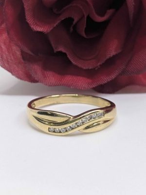 Ladies 9ct Yellow Gold Curved Channel Diamond Ring - BL448428