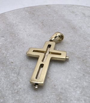 Unisex 18ct Two Tone White & Yellow Gold Cross Pendant - IP444541