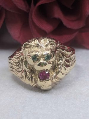 Men's 9ct Yellow Gold Lion Ring - BL443123