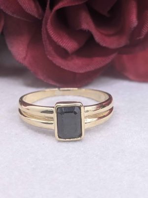 Men's 9ct Yellow Gold Ring with Black Stone - BL443120