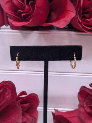 Ladies 9ct Yellow Gold Twisted Hoop Earrings - BL449119