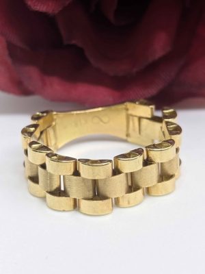 Unisex 18ct Yellow Gold Watch Band Style Ring - BL448420