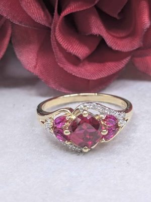 Ladies 9ct Yellow Gold Created Pink Tourmaline Ring - BL443228