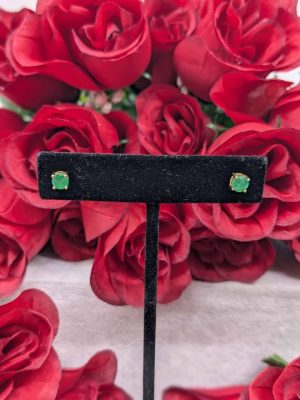 Ladies 9ct Yellow Gold Earrings with Created Emeralds - BL440826