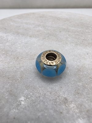 Pandora 14CT Gold Murano Blue Calla Charm - IP419043-3
