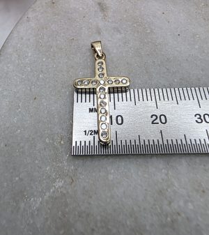 Ladies 9ct Yellow Gold Diamond Cross Pendant - IP432599