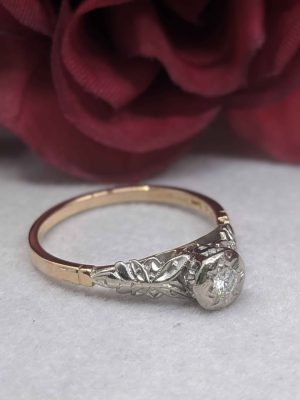 Ladies 18ct Rose Gold Accented Solitaire Diamond Ring - BL442818