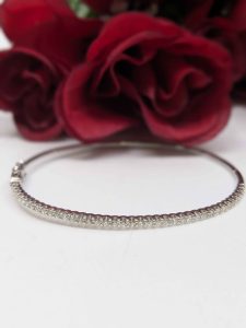 Valuated Ladies 18ct White Gold Diamond Hinged Bangle - BL446723